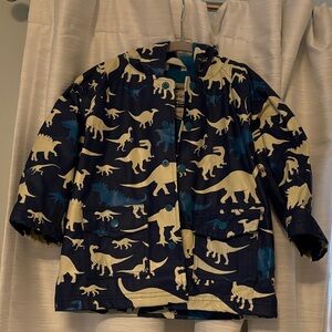 Hatley Kids Dinosaur Print Raincoat - Blue and Cream